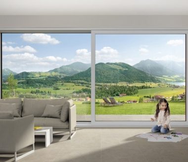 Infissi PVC alzanti scorrevoli Rehau Geneo 4 ante SCHEMA C 4000 x 2400, BIANCO
